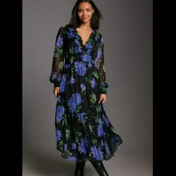 Anthropologie The Odetta Ruffled V-Neck Dress - Picture 1 of 6